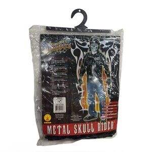 Rubie’s metal skull rider costume kids size medium 8-10 new in packaging outfit!